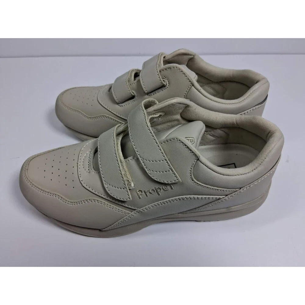 New Propet Tour Walker Strap Women’s Size 7 M Beige Leather Walking Shoes WA2093